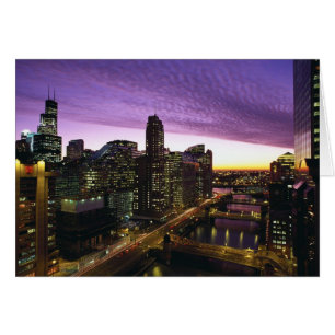 EE. UU., IL, Chicago. Horizonte y río de Chicago