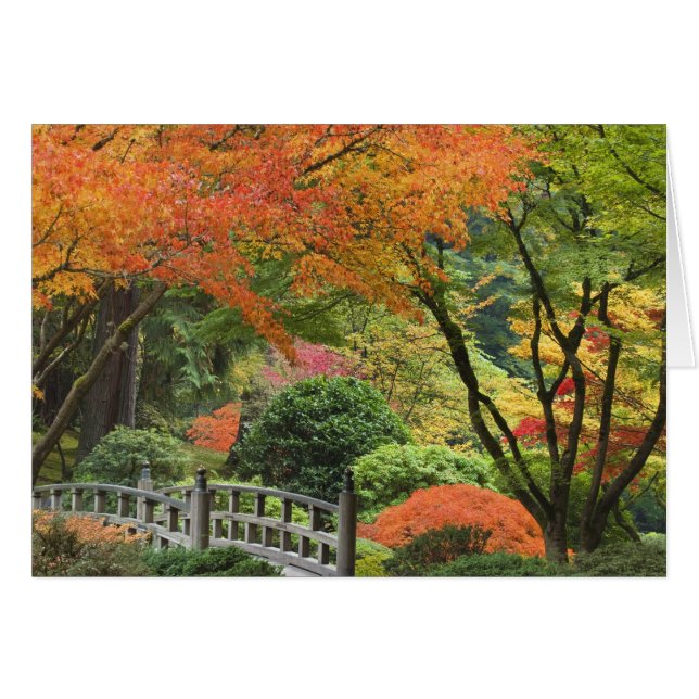 EE.UU., Oregón, Portland. Puente de madera y arce (Anverso (Horizontal))