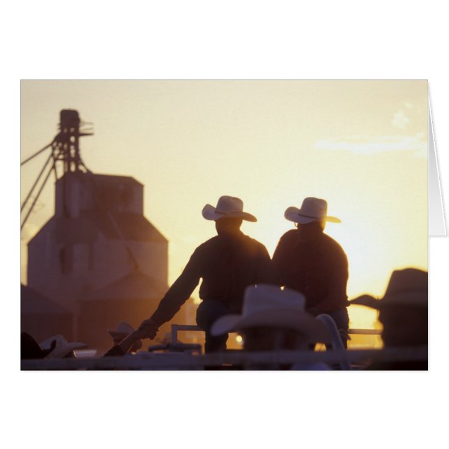 EE. UU., Wyoming, Pine Bluffs. Dos hombres se dan  (Anverso (Horizontal))