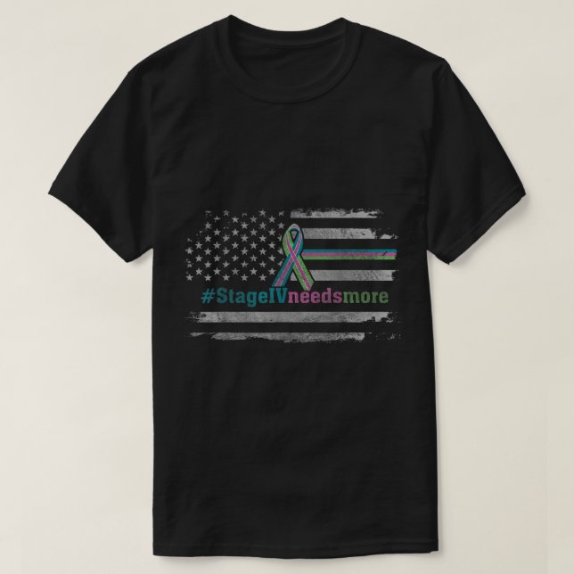 EEUU Bandera Camiseta Metastásica Cáncer de Mama S (Diseño del anverso)