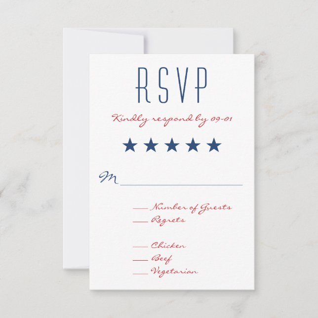 EEUU Bandera Patriótica Boda RSVP 2 (Anverso)