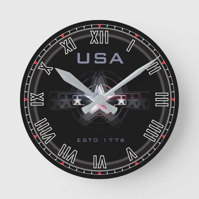 EEUU Estd. Números romanos 1776 Reloj redondo (Anverso)