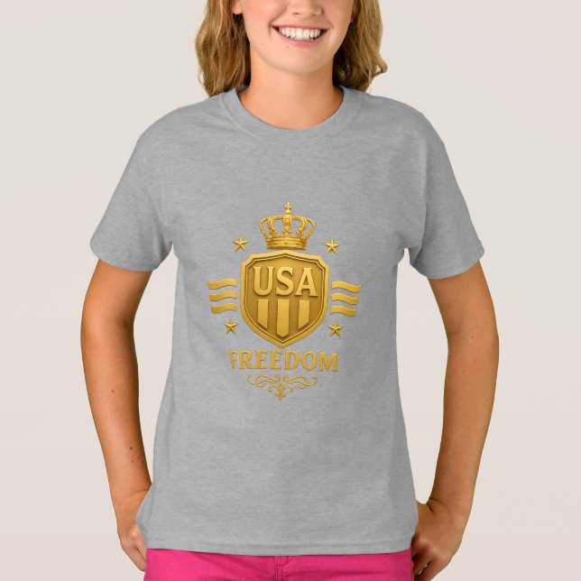 EEUU Freedom Golden Emblem Chicas camiseta básica (Anverso)