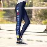 EEUU Pickleball Leggings Yellow Ball rojo Blue<br><div class="desc">Las leggings perfectas para los amantes del pickleball y de los Estados Unidos. Leggings de alta calidad con las palabras PICKLEBALL USA y un pickleball amarillo a cada lado. Agregue el texto de su personalizado, como un nombre de club o de equipo. Diversión para juego social casual o juego de...</div>