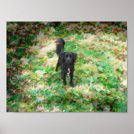 Efecto de arte de dibujos animados de perro negro 