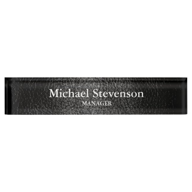 Efecto de cuero negro Elegante placa de escritorio (Anverso)