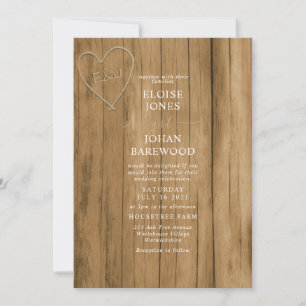 Efecto de madera tallada invitación a la boda