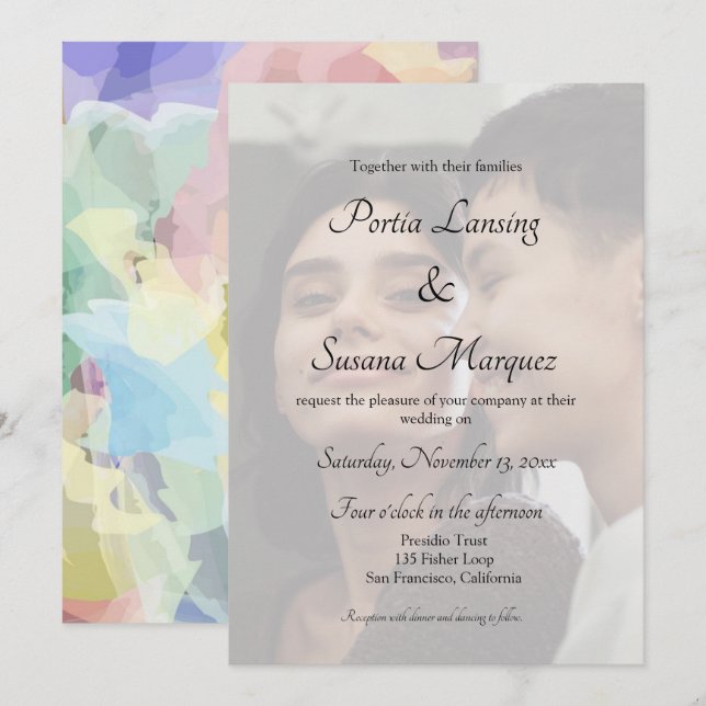 Efecto de truco de barril Invitación a la boda LGB (Anverso / Reverso)