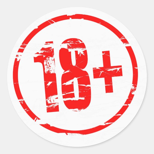 Efecto del sello de goma roja de 18+ (Anverso)