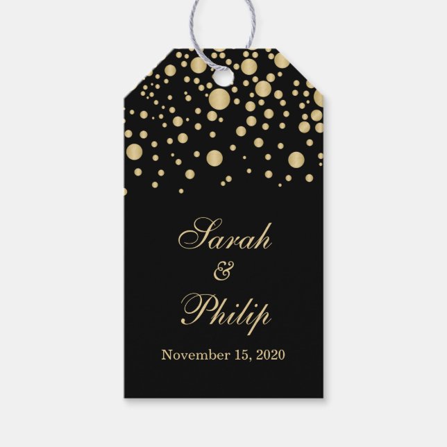 Efecto dorado Boda de confeti Gracias etiqueta de  (Anverso)