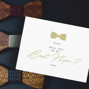 Efecto dorado postal Groomsman Bow Boda Proposa