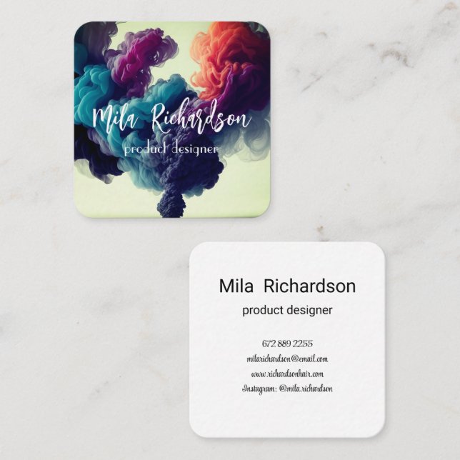 efecto humo tarjeta de visita cuadrada moderna (Anverso / Reverso)