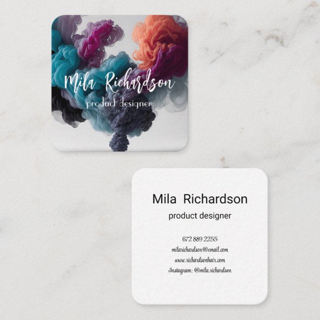 efecto humo tarjeta de visita cuadrada moderna (Anverso / Reverso)