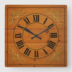 Efecto Madera Enfrentado Al Reloj Con Numerales Ro