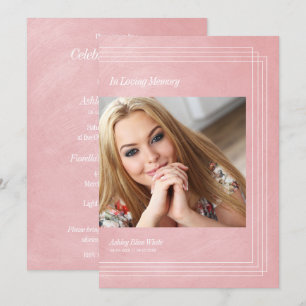 Efecto metálico de Faux rosado de la invitación fu