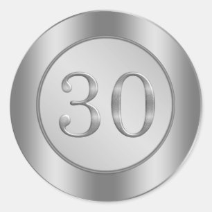 Efecto plateado 30.º Pegatina del Aniversario Boda