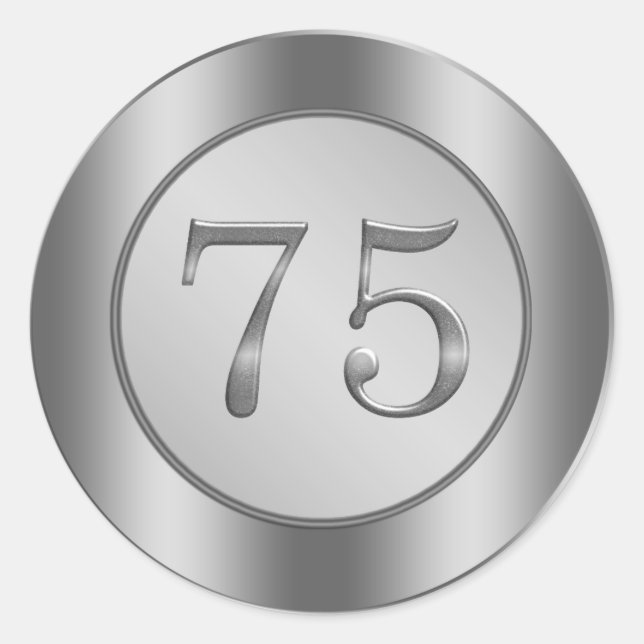 Efecto plateado 75º Boda Pegatina Aniversario (Anverso)