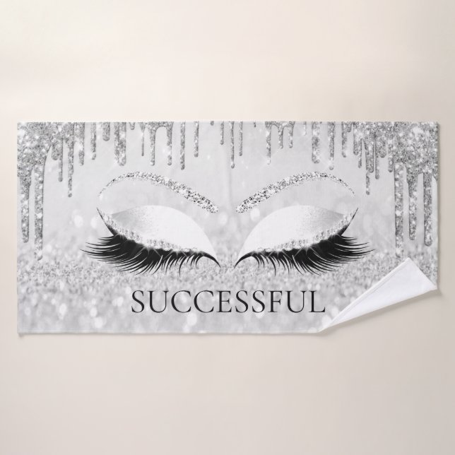 Efecto Purpurina gris gris plateado Nombre de maqu (Toalla de baño)