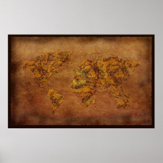 Efecto rústico 3D Poster de Arte Mapa Mundial