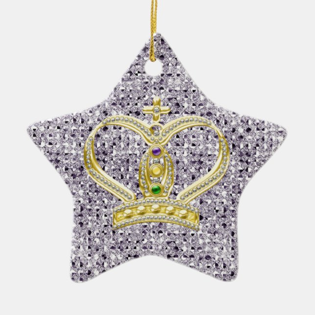 Efecto secuencial plateado Mardi Gras Ornamento co (Frente)