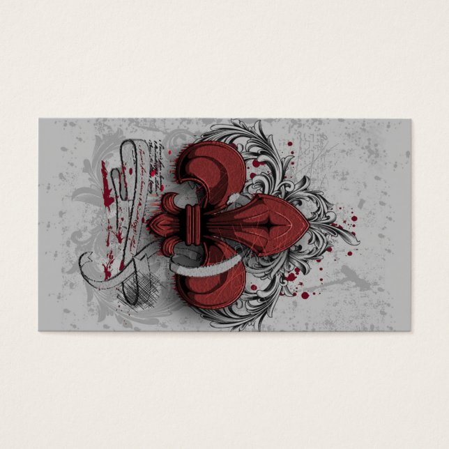 Efectos metalizado vintage fleur-de-lis rojos (Frente)