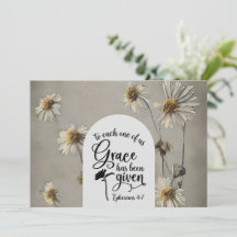 Efesios 4:7 Gracia con tarjeta plana de la Biblia