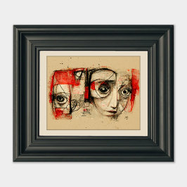 Efigie de gemelos: arte abstracto de caras y ojos