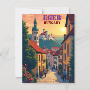 Eger, postal de Hungría - Castillo histórico y bar