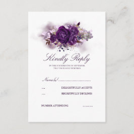 Eggplant Morple Floral acuarela Boda RSVP