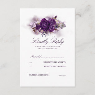 Eggplant Morple Floral acuarela Boda RSVP
