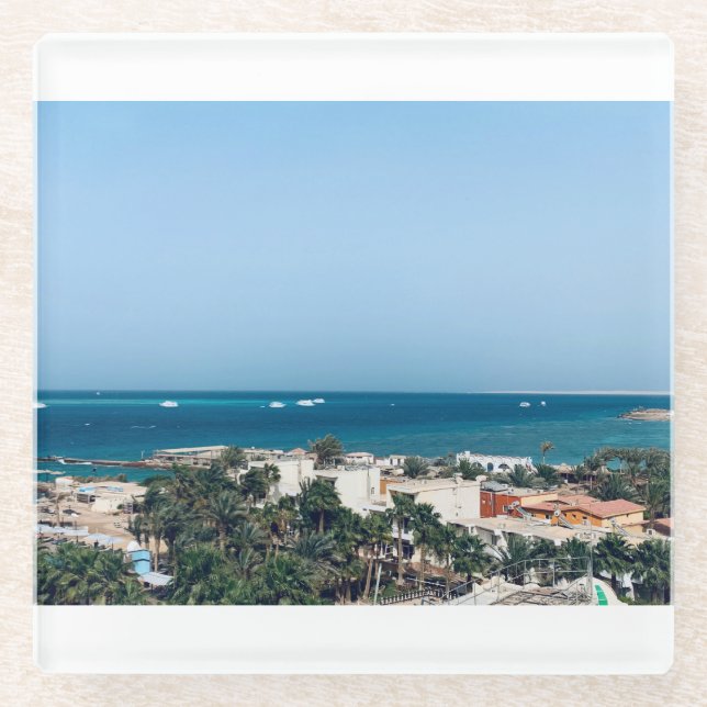 Egipto, vistas al mar rojo. Posavasos de vidrio (Anverso)