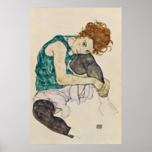 Egon Schiele 'Mujer Sentada' Arte Expresionista