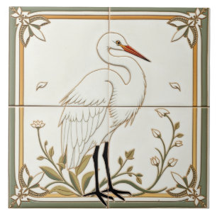 Egret - Azulejos De Cerámica De Arte Y Artesanía