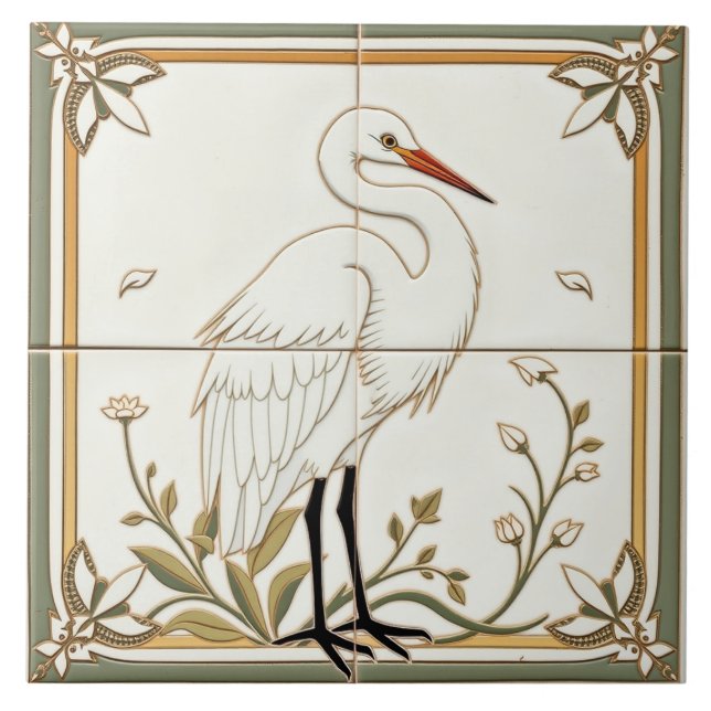 Egret - Azulejos De Cerámica De Arte Y Artesanía (Frente)