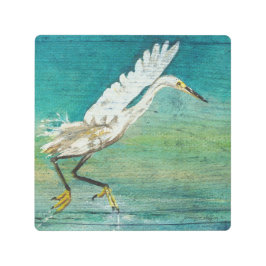 Egret Sobre El Arte Pintado En Agua