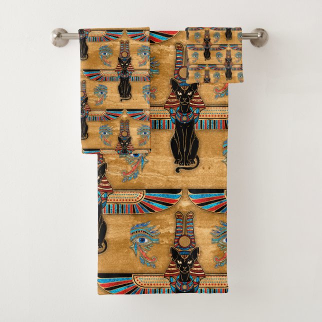 Egyptian Cats and Eye of Horus pattern (In situ)