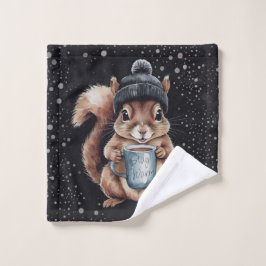 Eichhörnchen mit Tasse und Schnee „Stay Warm“