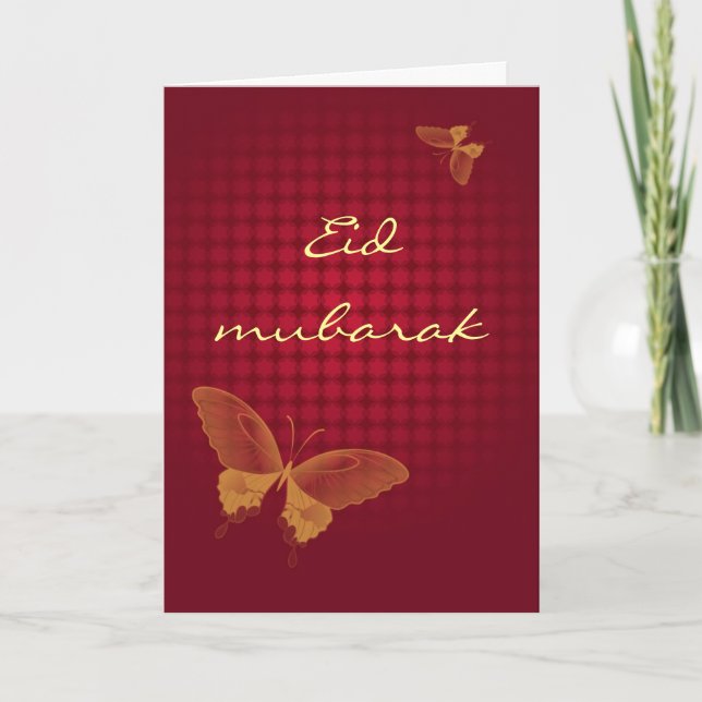 Eid Mubarak - del rojo tarjeta de felicitación (Anverso)