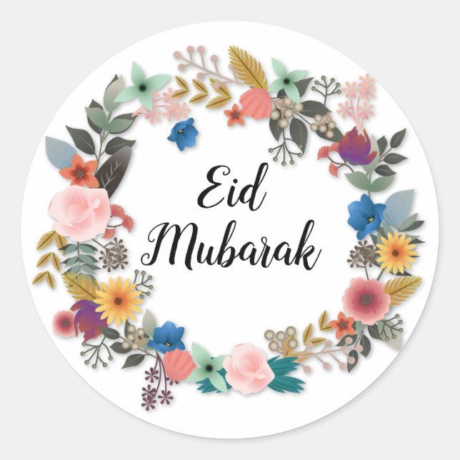 EID MUBARAK FLORAL WREATH PEGATINA (Anverso)