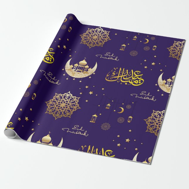 EID Mubarak regalo papel de envolver a la marina (Desenrollado)