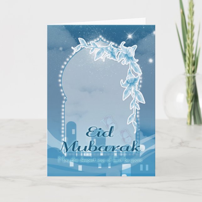 Eid mubarak, tarjeta de felicitación Eid, celebrac (Anverso)