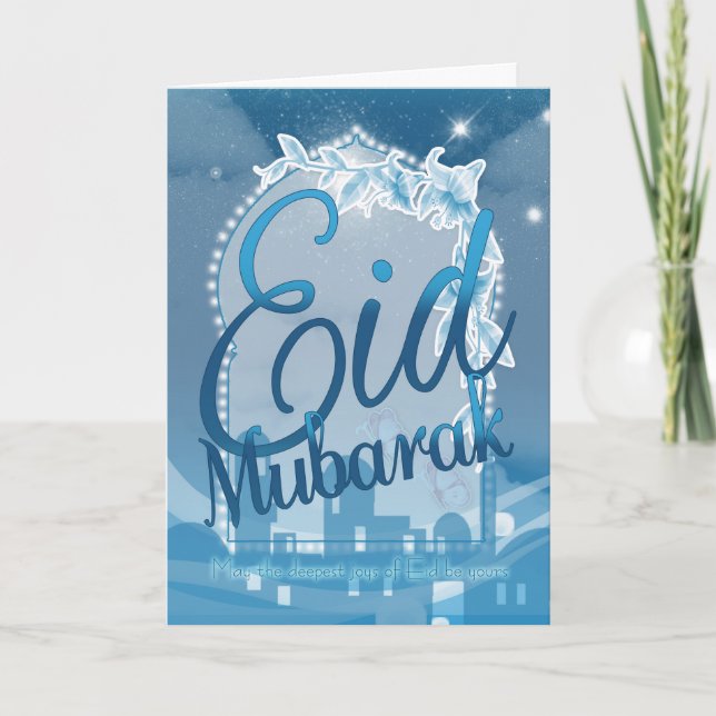 Eid mubarak, tarjeta de felicitación Eid, tarjeta  (Anverso)