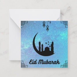 Eid Mubarak Vía Láctea Azul en Tarjeta de Nota de 