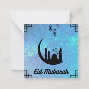 Eid Mubarak Vía Láctea Azul en Tarjeta de Nota de