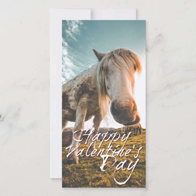 Einen schönen Valentinstag mit schauendem Pferd (Anverso)