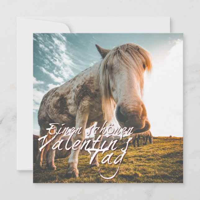Einen schönen Valentinstag mit schauendem Pferd (Anverso)