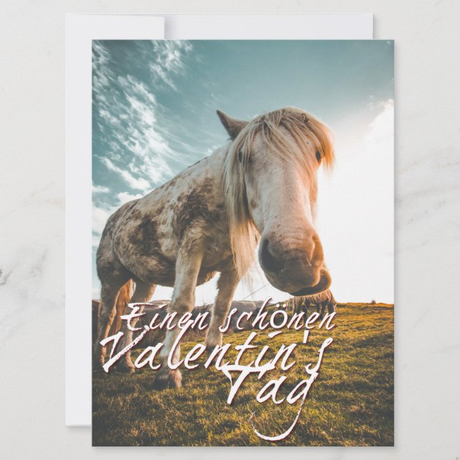 Einen schönen Valentinstag mit schauendem Pferd (Anverso)