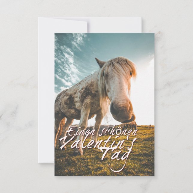 Einen schönen Valentinstag mit schauendem Pferd (Anverso)
