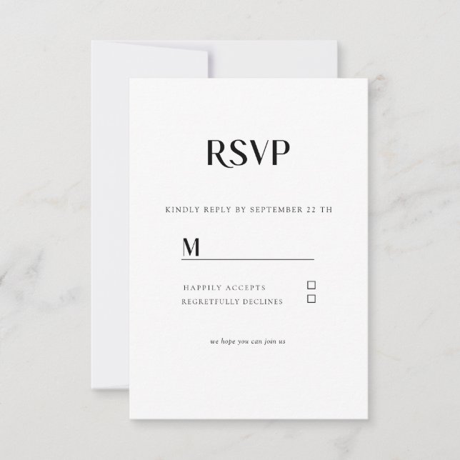 Einfache Moderne Wedding  RSVP Karte (Anverso)