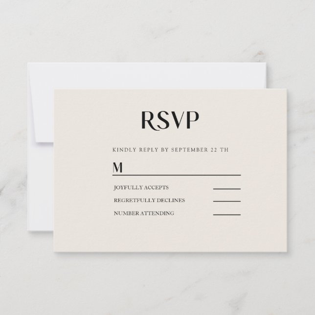 Einfache Moderne Wedding  RSVP Karte (Anverso)